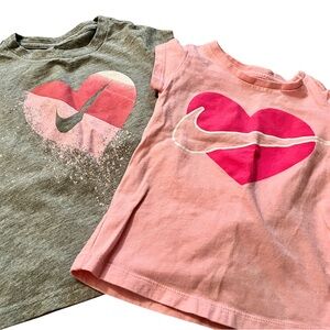Nike Kids' Heart T-Shirts - Gray and Pink